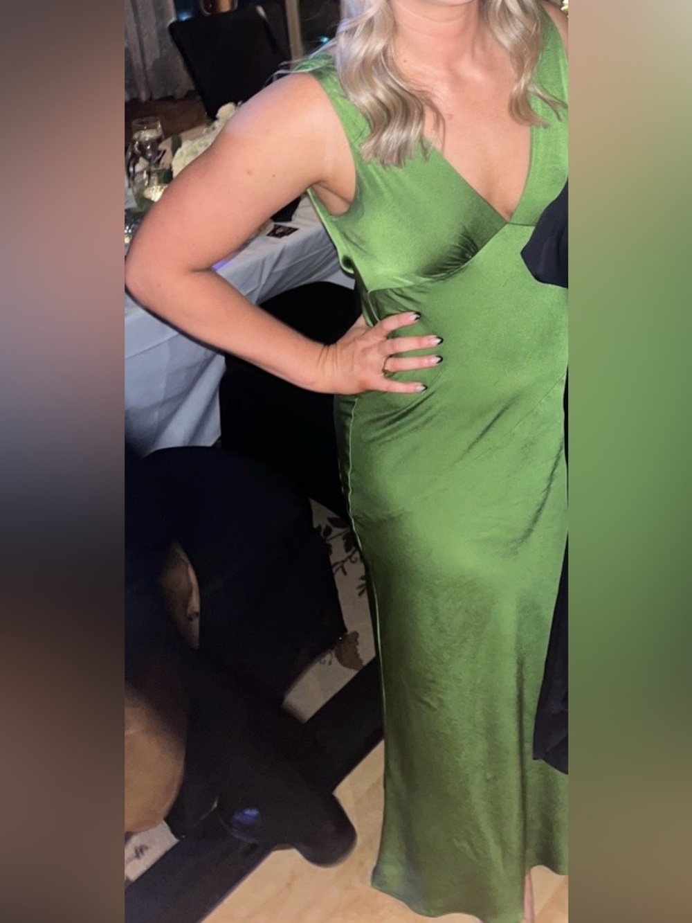 Meshki Green Satin Dress